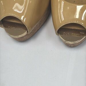 Jimmy Choo Gold Peep-Toe Slingback Heels